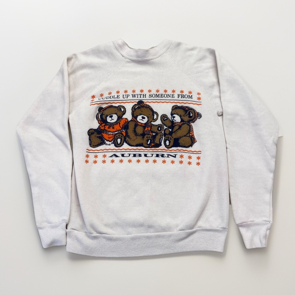Vintage Auburn Tigers‎ Sweatshirt Womens M 80s Teddy Bears Pullover Fleece